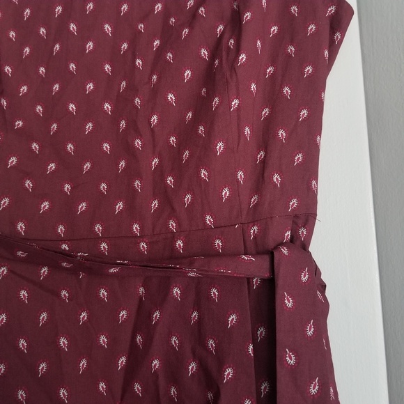 NWT LL Bean Signature poplin dress. 14 red wine - Picture 2 of 6